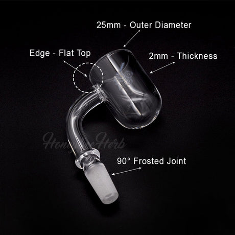 Honeybee Herb Honey Cyclone Quartz Banger with 90° frosted joint, 25mm flat top, 2mm thickness