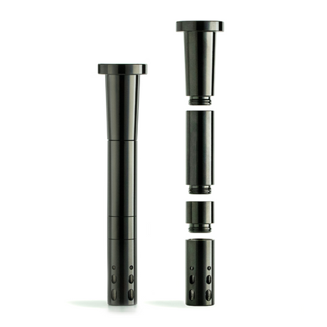 Chill Black Break Resistant Downstem for Bongs, Front and Exploded Side View