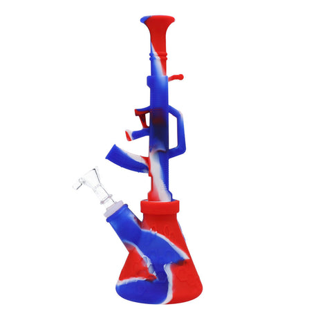 RGR Canada 11.5inch AK47 silicone water pipe in red, white, and blue camo design, front view