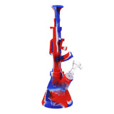 RGR Canada 11.5" AK47 silicone water pipe in blue and red camo design, front view on white background