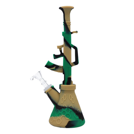 RGR Canada 11.5" AK47 Silicone Water Pipe in Camo Design, Beaker Style, Front View
