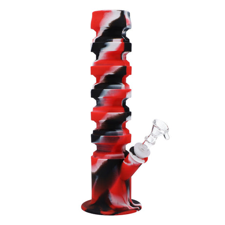 RGR Canada 11.5" Red & Black Silicone Straight Water Pipe with Glass Bowl - Front View