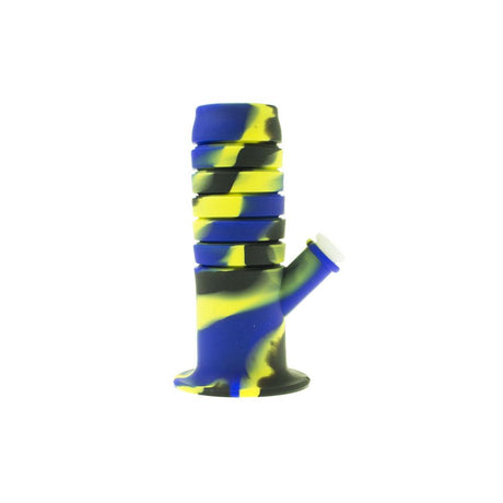RGR Canada 11.5" Silicone Straight Water Pipe in Black & Blue, Front View with Glass Bowl