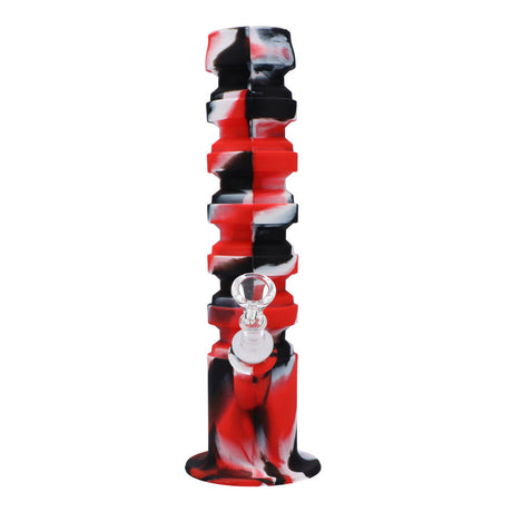 RGR Canada 11.5" Black, Red & White Silicone Straight Water Pipe with Glass Bowl