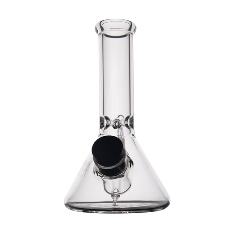 MJ Arsenal Cache Bong with clear borosilicate glass, compact beaker design, and gold detailing