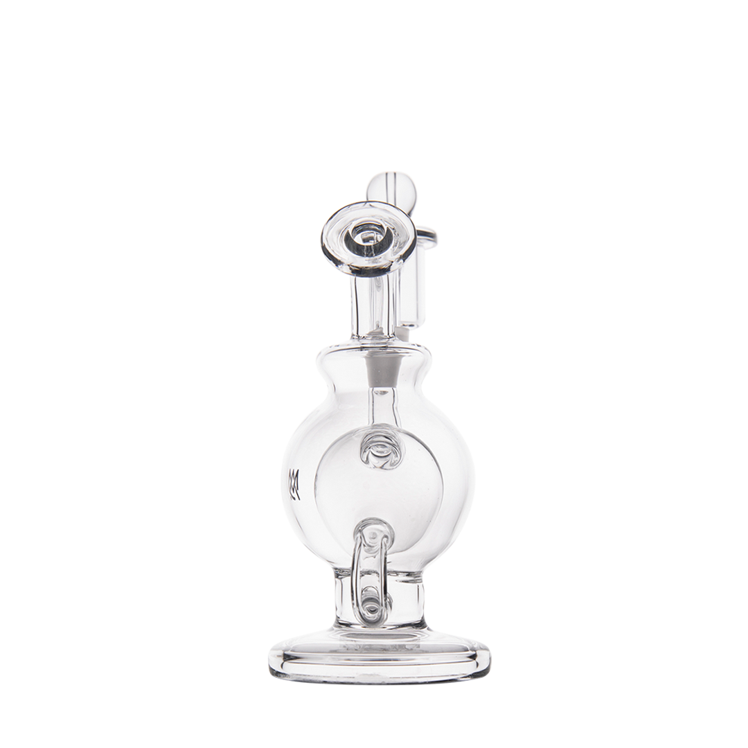 MJ Arsenal Atlas Mini Dab Rig front view, clear borosilicate glass with honeycomb percolator