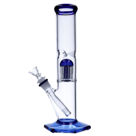 12" Blue Quad Base Beaker Water Pipe with Tree Percolator - Front View