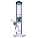 12" Valiant Distribution Beaker Water Pipe with Tree Percolator in Teal, Front View