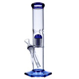 12" Valiant Quad Base Beaker Bong with Blue Tree Percolator for Dry Herbs, Front View