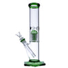 12" Valiant Distribution Quad Base Beaker Bong with Green Tree Percolator, Front View