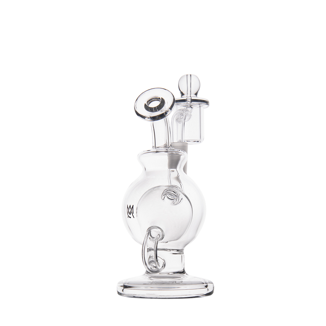 MJ Arsenal Atlas Mini Dab Rig with honeycomb percolator, clear borosilicate glass, front view