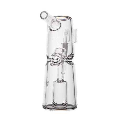 MJ Arsenal Turret Mini Dab Rig with Quartz Bucket - Angled Side View on Seamless White