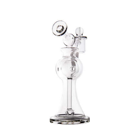MJ Arsenal Apollo Mini Dab Rig, clear borosilicate glass, 90-degree banger hanger, front view
