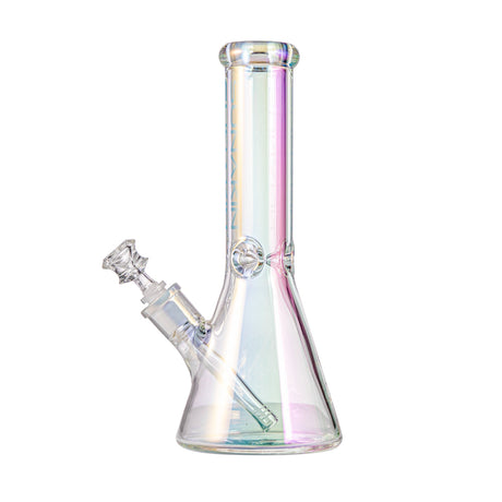 Sunakin America BKR9 Beaker Bong in Frost Palm rainbow variant with clear glass bowl, front view