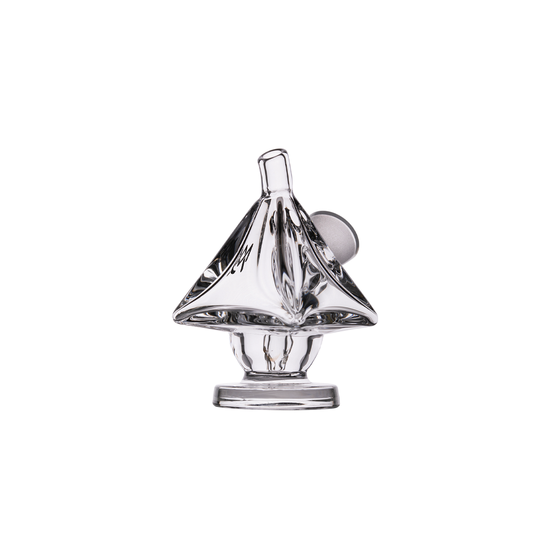 MJ Arsenal King Bubbler in clear borosilicate glass, front view on white background, compact design