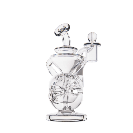 MJ Arsenal Infinity Mini Dab Rig front view, clear borosilicate glass with a 10mm female joint
