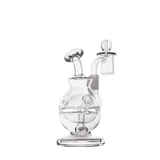 MJ Arsenal Royale Mini Dab Rig with clear borosilicate glass, 90 degree banger hanger, front view.