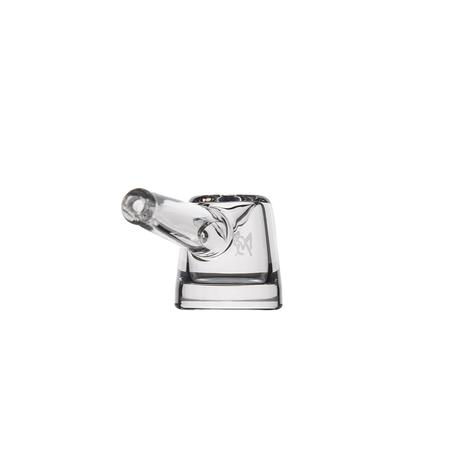 MJ Arsenal Deco Hand Pipe - Clear Glass - Angled Side View on White