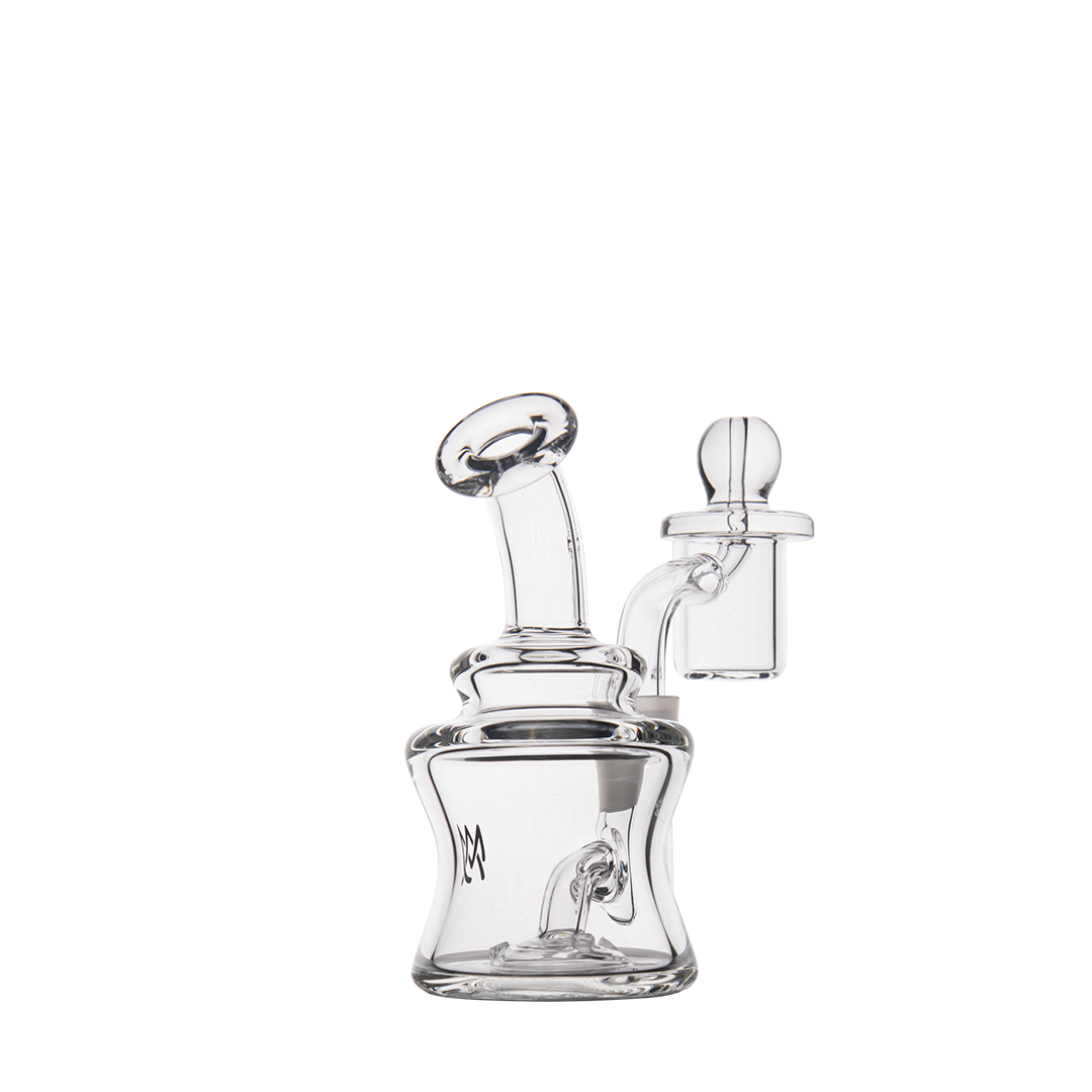 MJ Arsenal Jammer Mini Dab Rig with Banger Hanger, 4" Tall, Clear Borosilicate Glass, Front View