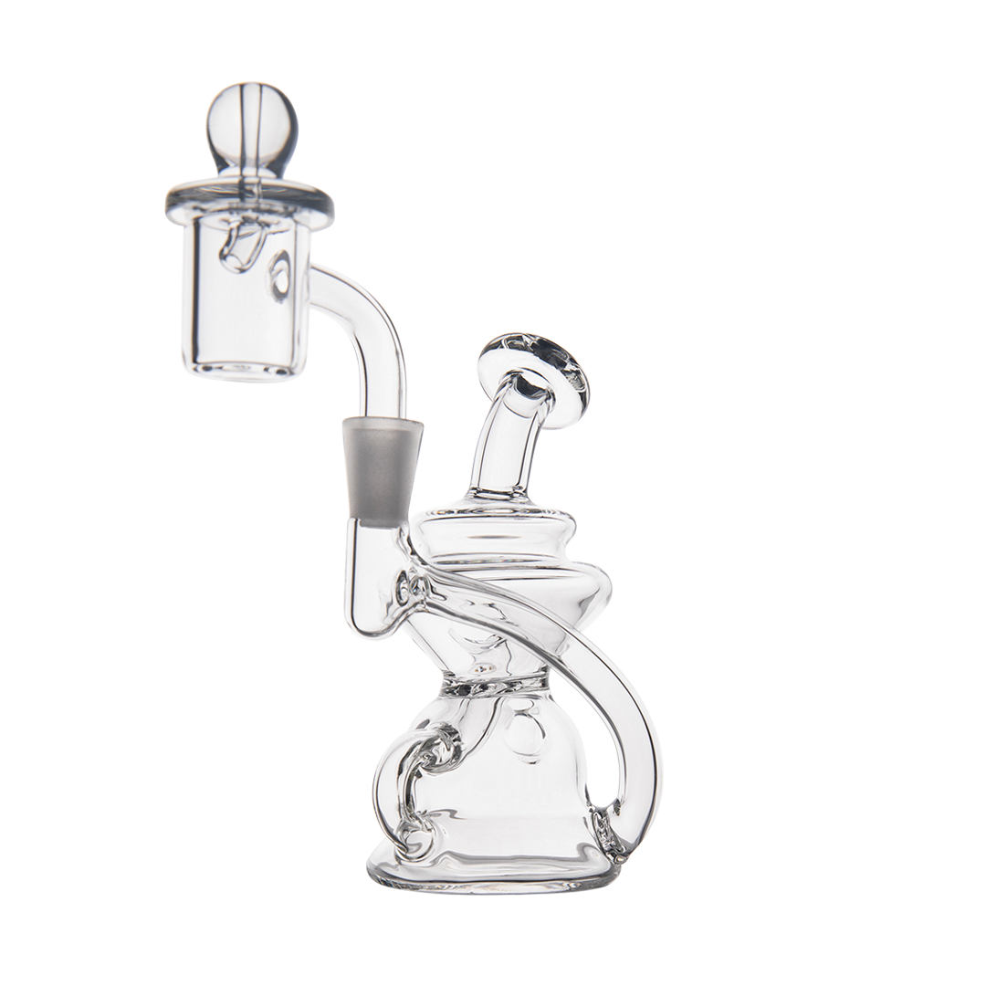 MJ Arsenal Hydra Mini Dab Rig with Banger Hanger, Clear Borosilicate Glass, Front View