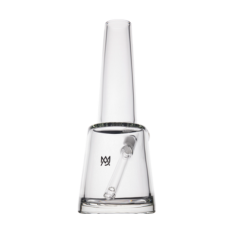 MJ Arsenal Summit Borosilicate Glass Bong, 14mm Joint, Clear Front View on Seamless White