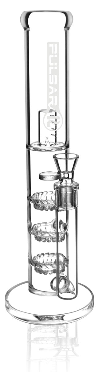 14" Pulsar Glass Water Pipe with Triple Turbine Perc & 19mm Joint - Front View