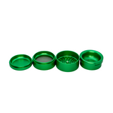 Grynder (N.Y.A.G) 4 Piece Herb Grinder in Vibrant Green - Disassembled View