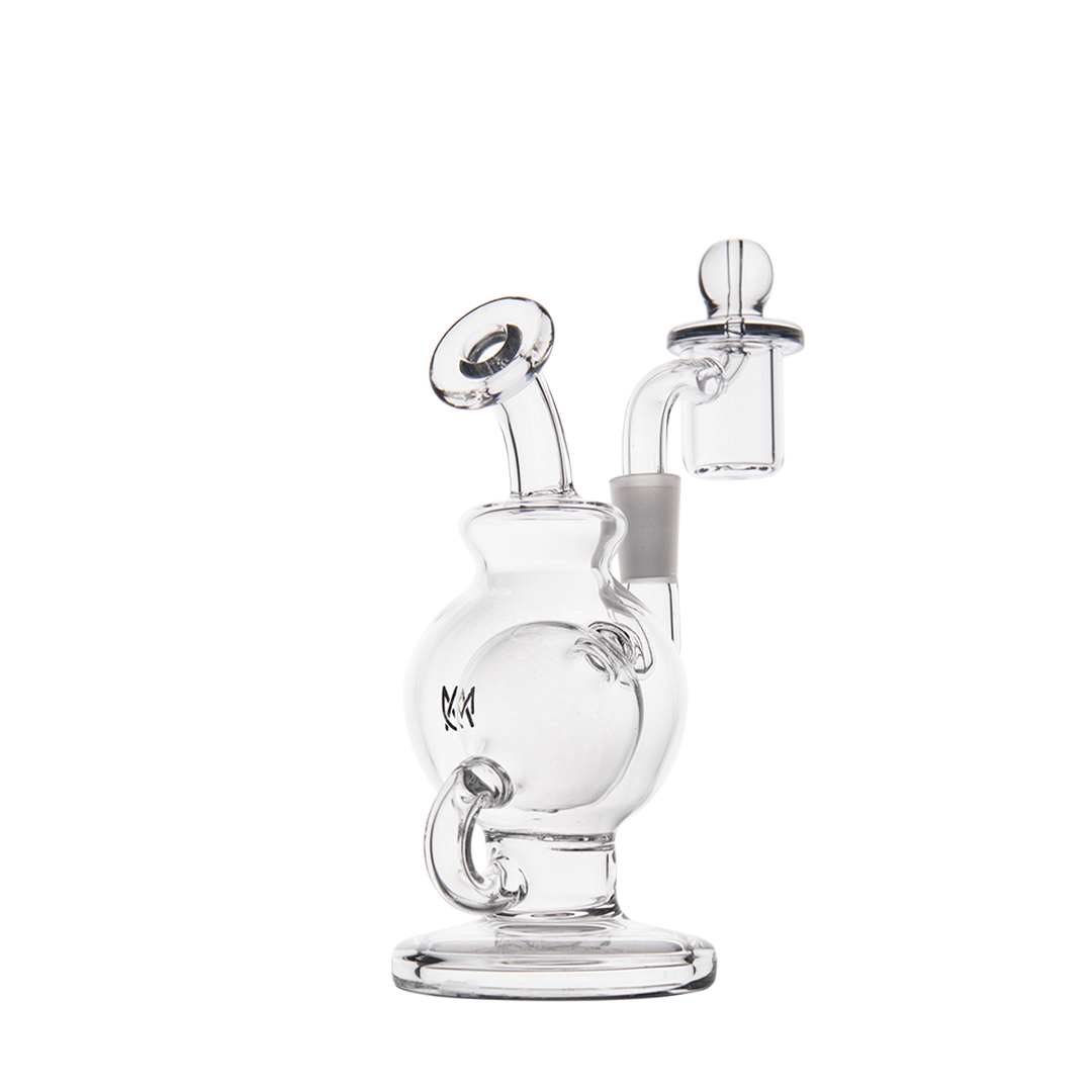 MJ Arsenal Atlas Mini Dab Rig front view with honeycomb percolator and 10mm female joint