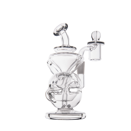 MJ Arsenal Infinity Mini Dab Rig with banger hanger design, 90-degree joint, and recycler, front view