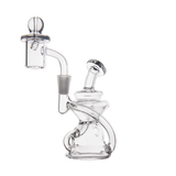 MJ Arsenal Hydra Mini Dab Rig with clear borosilicate glass and banger hanger design, front view