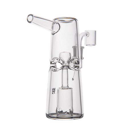 MJ Arsenal Turret Mini Dab Rig with Quartz Bucket - Compact and Clear Glass Design