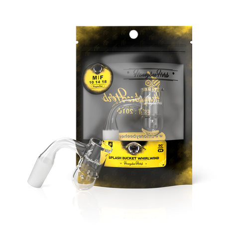 Honeybee Herb Splash Bucket Whirlwind Quartz Banger 90°, clear male joint, packaged