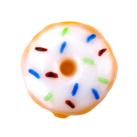 Goody Glass Donut Hand Pipe - Top View with Sprinkles Design, Perfect for On-the-Go Use