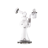 MJ Arsenal Apollo Mini Dab Rig, clear borosilicate glass, 7" height, with 90-degree banger hanger.