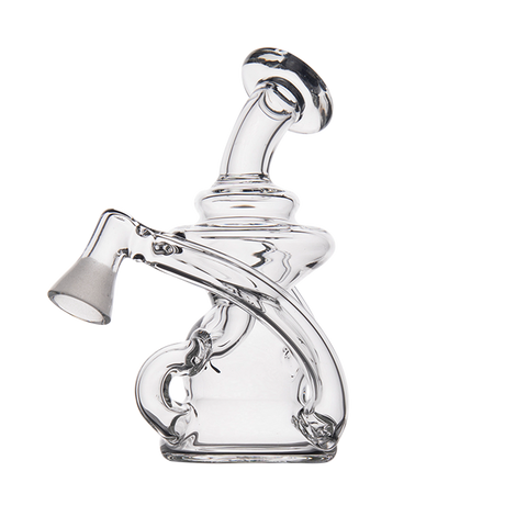 MJ Arsenal Hydra Vape Edition mini dab rig with clear glass and side carb, front view on white background