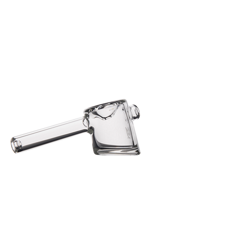 MJ Arsenal Kickstand Hand Pipe with unique lean-back design, clear glass, side view