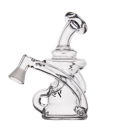 MJ Arsenal Hydra Vape Edition mini dab rig with quartz banger, clear glass, side view