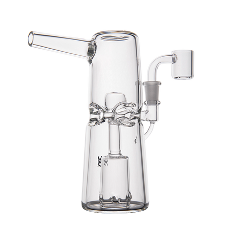 MJ Arsenal Turret Mini Dab Rig with Quartz Bucket - Angled Side View on White Background