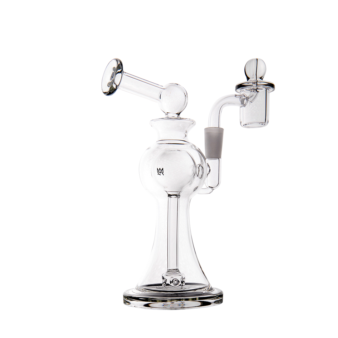 MJ Arsenal Apollo Mini Dab Rig with Banger Hanger, Clear Borosilicate Glass, Side View