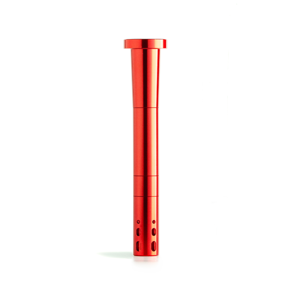 Chill Red Break Resistant Downstem for Bongs, Front View on Seamless White Background