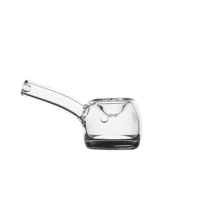 MJ Arsenal Perch Hand Pipe in Clear Glass, Compact Design, Side View on Seamless White Background