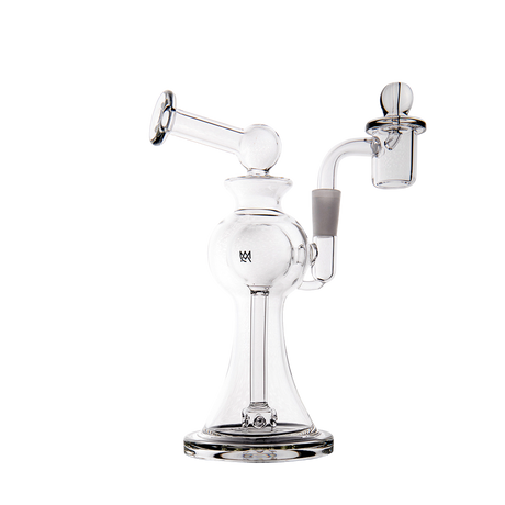 MJ Arsenal Apollo Mini Dab Rig, clear borosilicate glass, 7" with 90-degree banger hanger