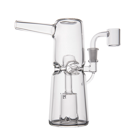 MJ Arsenal Turret Mini Dab Rig with Quartz Bucket - Front View on Seamless White Background