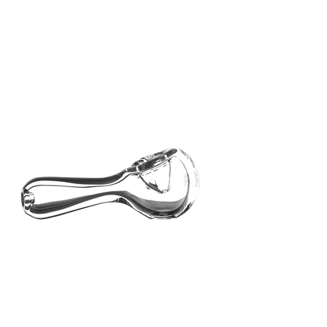 MJ Arsenal Pioneer Hand Pipe in Clear Glass - Angled Side View on Seamless White Background