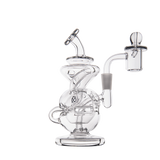 MJ Arsenal Infinity Mini Dab Rig, clear borosilicate glass with recycler design, front view