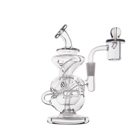 MJ Arsenal Infinity Mini Dab Rig, clear borosilicate glass with recycler design, front view