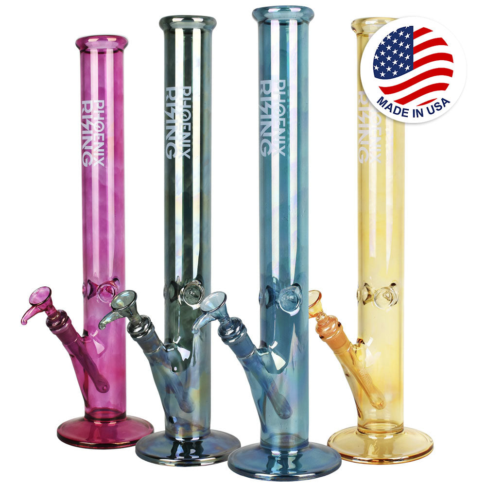 Phoenix Rising 18" Tall Straight Tube Water Pipes in Various Colors - Front View