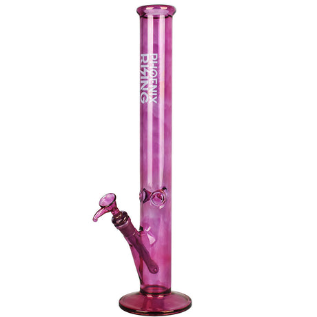 18" Phoenix Rising Shine Tall Straight Tube Borosilicate Glass Bong in Pink - Front View