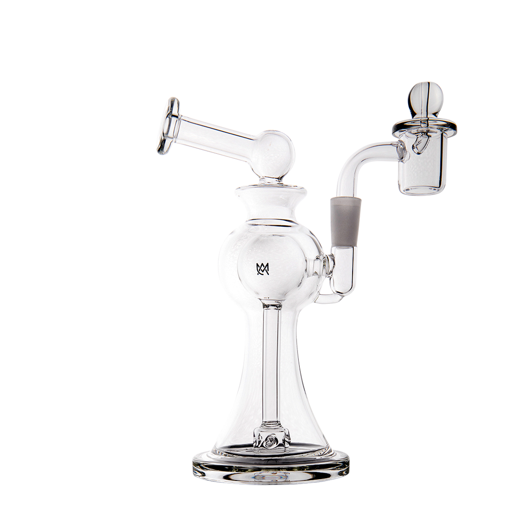 MJ Arsenal Apollo Mini Dab Rig, 7" Compact Borosilicate with Puck Perc, 90° Joint, Side View