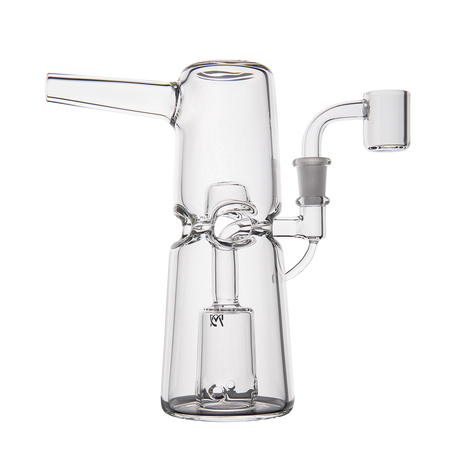 MJ Arsenal Turret Mini Dab Rig with Quartz Bucket - Angled Side View on Seamless White